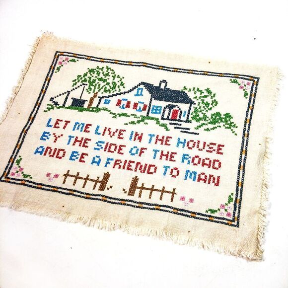 Vintage Cross Stitch Embroidery Sampler Home Friend Wall Decor - Picture 1 of 7